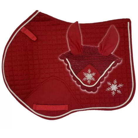 Full, Rosso: Set Sottosella con Cuffietta coordinata di Natale modello Horses Christmas