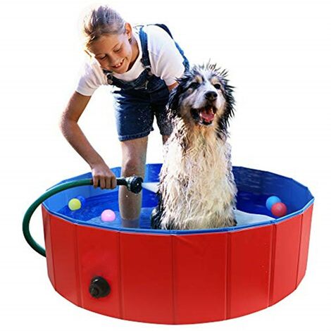 Fuloon Dog Pool, Paddling Pool, Dog Bathtub for Small and Medium Cats, Foldable PVC Non-slip Dog Bath, Stable Edge for Kids / Pets (80 * 20cm)