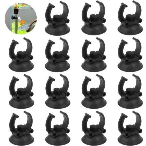 Fulushou Lot de 24 ventouses pour aquarium Clips de support pour ventouse d'aquarium pour chauffage Ventouse d'aquarium Plastique noir pour tube d'eau