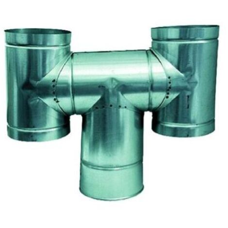 Fumaiolo comignolo ad H antivento in lamiera zincata   200 mm 20 cm camino attacco maschio