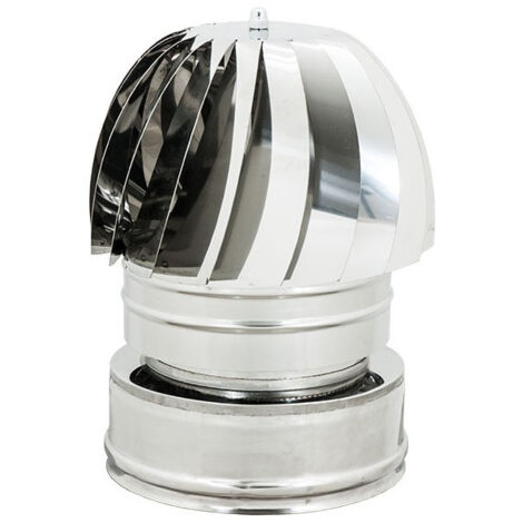 Fumaiolo da 100-150mm radiante tipo eolico inox aisi 304 base tonda doppia parete