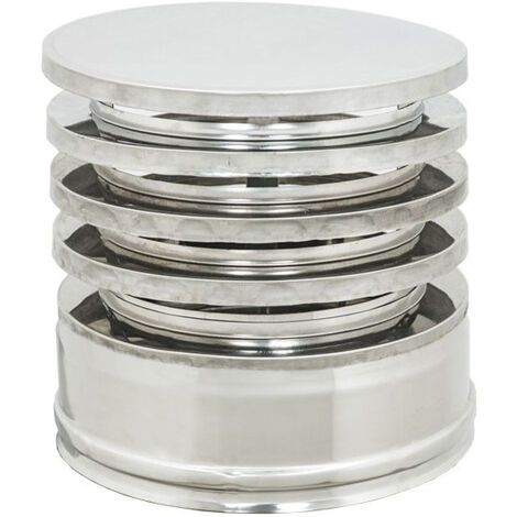 Fumaiolo da 80-130mm tipo zara di acciaio inox aisi 304 base tonda doppia parete