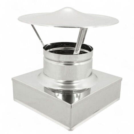 Fumaiolo in acciaio inox quadro a cappello cinese - 20x20 cm
