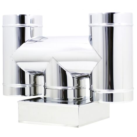 Fumaiolo terminale da 27x27cm ad h inox base quadra