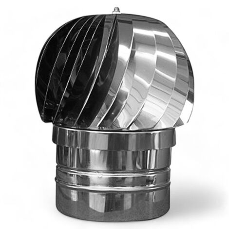 Fumaiolo tondo eolico in acciaio inox con sfera girevole su cuscinetti a bagno d'olio per ventilazione - Ø 13 cm