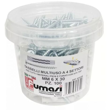 FUMASI Tasselli A 4 Settori Con Vite a Croce 100 Pezzi
