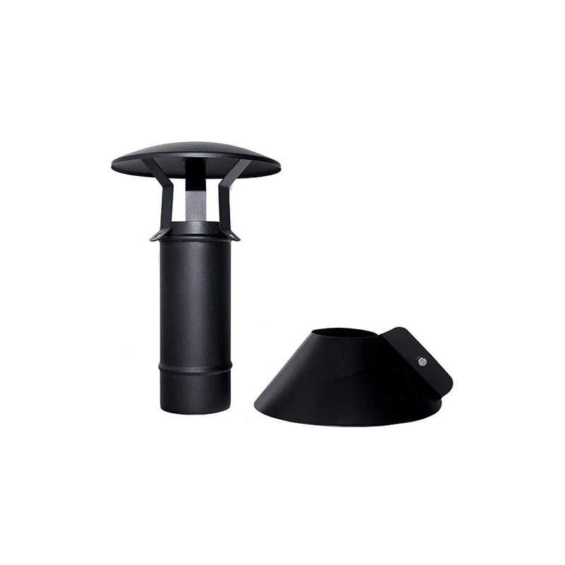 MBM - Cheminee coaxial noir d. 100/150 terminal vertical en acier 316 pour poele a pellets ce Made in Italy uni 1856/2