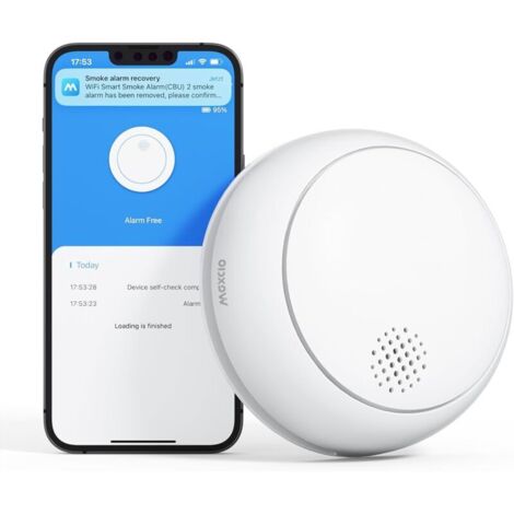 Fumée Connecté, Maxcio WiFi Avertisseur de Fumée Intelligent avec Notification d'APP, Détecteurs Alarme Incendie avec Pile Remplaçable, Conforme à la Norme en 14604