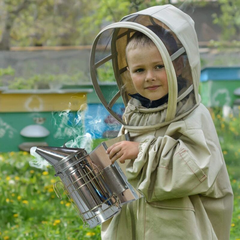 Fumeur d'abeille de ruche, pulvérisateur de fumeur d'abeille, équipement apicole en acier galvanisé, cuir de vachette