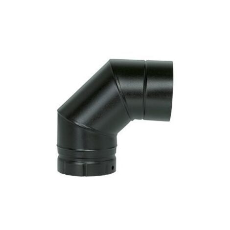 Fumisterie émaillée pour poêle à bois - Coude à 90° - diamètre 150 - Couleur : Noir Mat