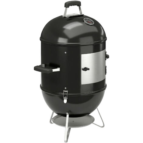 Fumoir 3 en 1 avec 3 Grilles de Cuisson, Thermomètre Intégré, Ventilation Réglable, 62,5x47,5x91cm, Noir