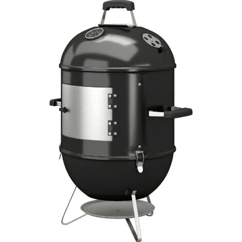 Fumoir 3 en 1 avec 3 grilles, thermomètre intégré, ventilation réglable, 62,5x47,5x91 cm, noir
