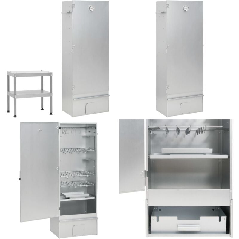 Vidaxl - Fumoir à four à barbecue avec table acier galvanisé - fumoir à four avec table - fumoirs à four avec tables - Home & Living - Argent