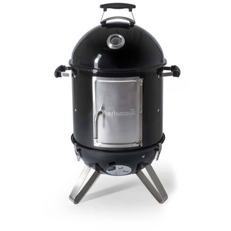 Fumoir charbon Oskar S – 88 cm de hauteur – Grilles en acier inoxydable – Thermomètre intégré pour contrôle température – Barbecook