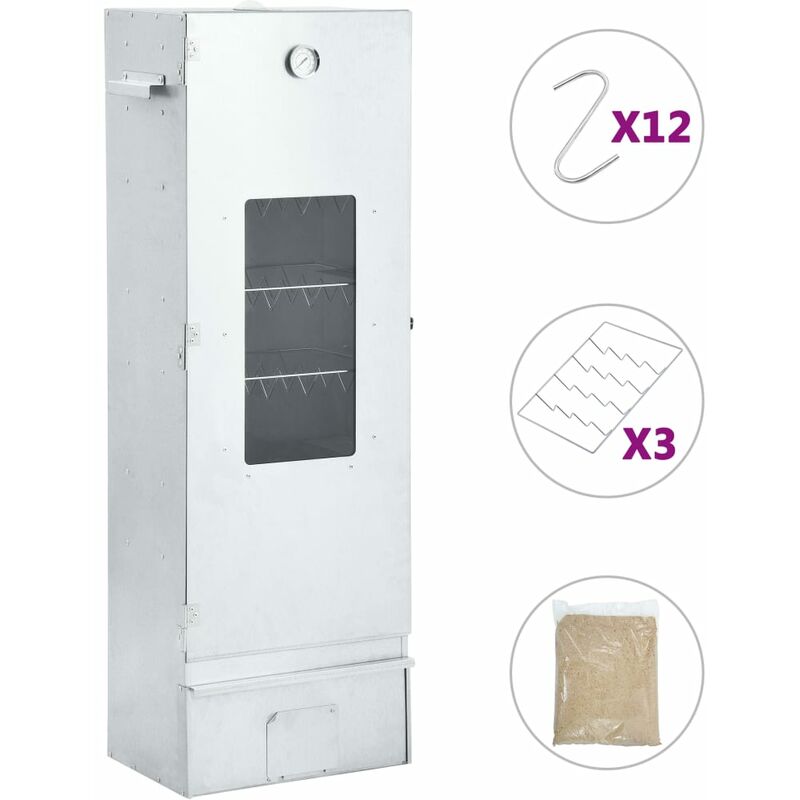 Youthup - Fumoir de four à bbq avec 1 kg de copeaux de bois 44,5x29x124cm - Argent