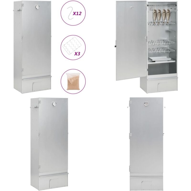 Vidaxl - Fumoir pour four à barbecue avec copeaux de bois 44,5x29x110 cm - fumoir à four - fumoirs à four - Home & Living - Argent