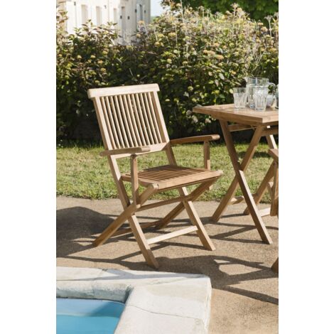 FUN - Ensemble de 2 fauteuils de jardin Java en bois Teck