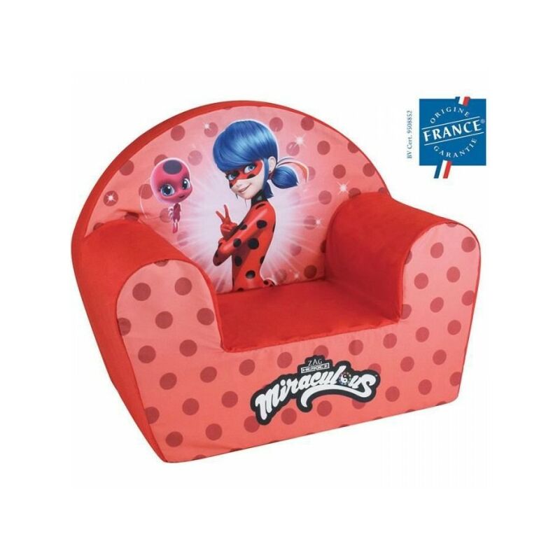miraculous fauteuil club lady bug - l.52 x p.33 x h.42 cm - pour enfant origine france garantie - fun house