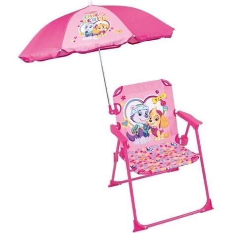 FUN HOUSE PAW PATROL STELLA EVEREST KLAPPBARER CAMPINGSTUHL - H.38,5 XL.38,5 X T.37,5 CM - MIT 65 CM SONNENSCHIRM