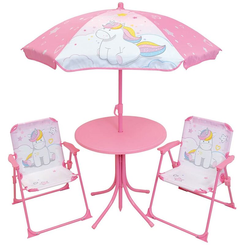 Fun House - 46 x Ø46, 2 53 x 38,5 x 1 h. 125 x ø Bambino Unicorno Salotto da Giardino Tavolo H.46 x Ø46 cm, Due sedie H.53 x L.38,5 x P.37,5 cm e Un