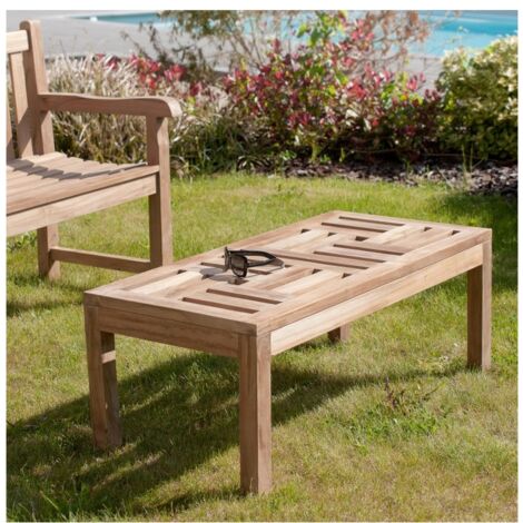FUN - Table basse de jardin rectangulaire 100x50cm en bois Teck