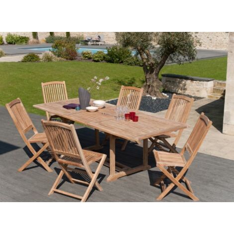 FUN - Table de jardin 10 pers. - rect. Ext. 180/240 en bois Teck