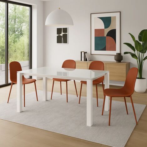 Function, Tavolo allungabile con top in Vetro Extra white (80cm X 120/170cm H. 75cm)  Duzzle