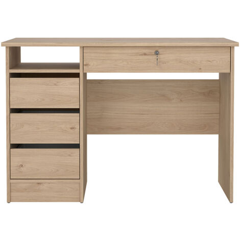 FunctionPlus Schreibtisch 1 Ablage, 4 Schubladen Eichen-Dekor.