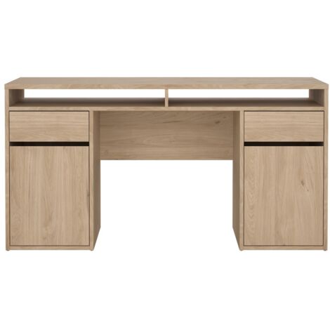 FunctionPlus Schreibtisch 2 Türen 2 Schubladen Nussbaum dekor.