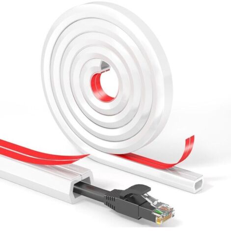 Funda adhesiva flexible blanca para cables de 15 mm × 2 m para una gestión de cables fácil y discreta en la pared.