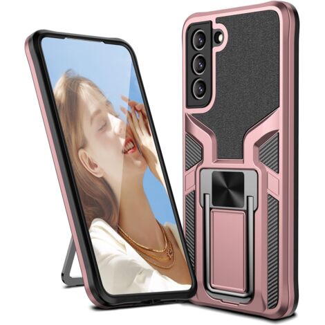 FUNDA ARMOR PARA SAMSUNG GALAXY S21 FE 5G ROSA NEGRA FUERTE CON SOPORTE