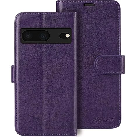 FUNDA CERRADA PARA GOOGLE PIXEL 7 FUNDA CON SOLAPA MORADA + PELÍCULA PROTECTORA