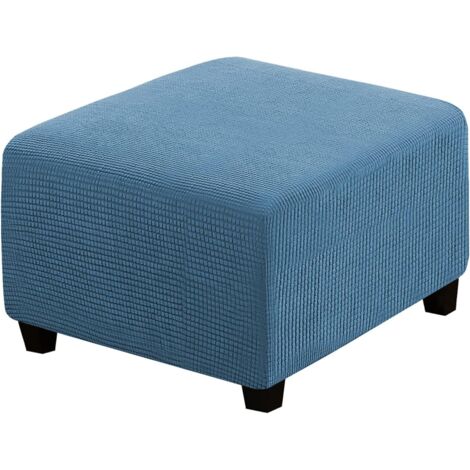 Funda cuadrada para futón, protector de muebles, con banda elástica en la parte inferior, en tejido jacquard elástico con pequeños cuadrados (azul).
