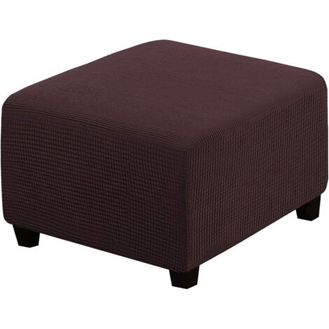 Funda cuadrada para futón, protector de muebles, con banda elástica en la parte inferior, en tejido jacquard elástico con pequeños cuadrados (marrón).