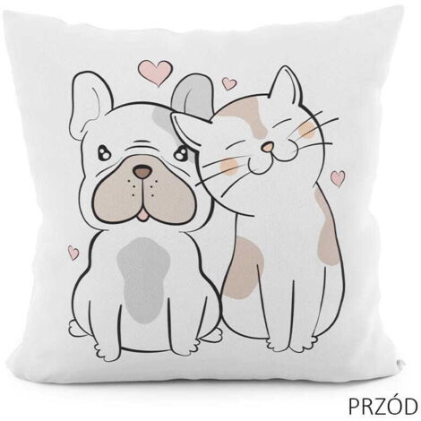 Funda de almohada 40x40 Decorativa Terciopelo Perro Gatito