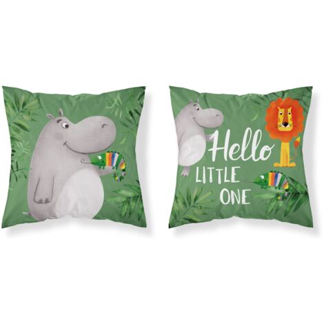 Funda de almohada bebé 40x40 Safari ZOO Hippo ALGODÓN