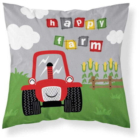 Funda de almohada bebé 40x40 Tractor Granja ALGODÓN