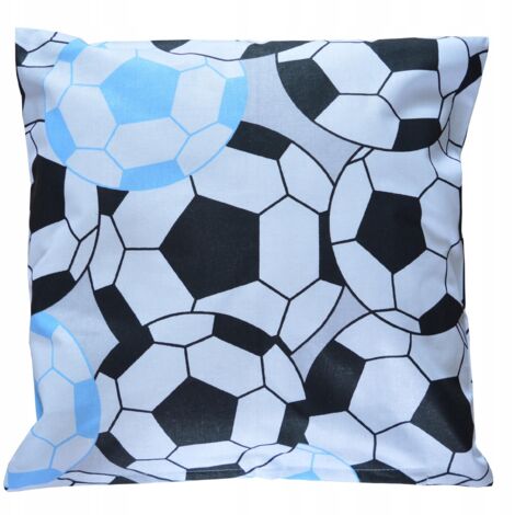 Funda de almohada de algodón azul con estampado de fútbol, 40x40