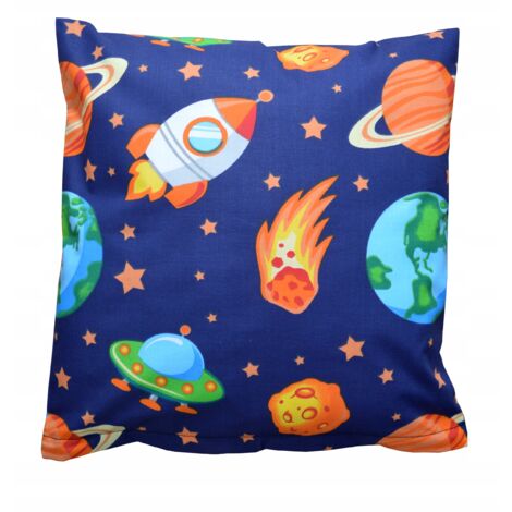 Funda de almohada de algodón con estampado de planetas y estrellas, modelo COSMOS, para habitaciones infantiles.