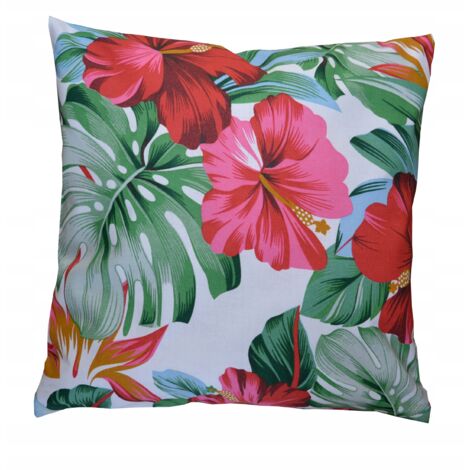 Funda de almohada de algodón con estampado de rosas Monstera, 40x40