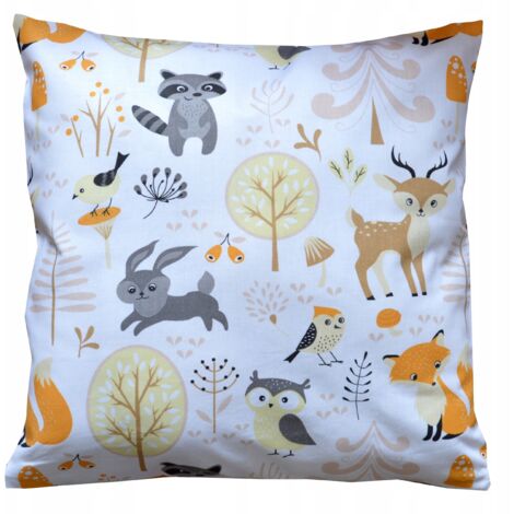 Funda de almohada de algodón para niños, estampado de animales del bosque, estilo escandinavo, 40x40 cm