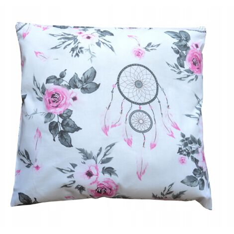 Funda de almohada de algodón rosa con diseño de atrapasueños, 40x40 cm.