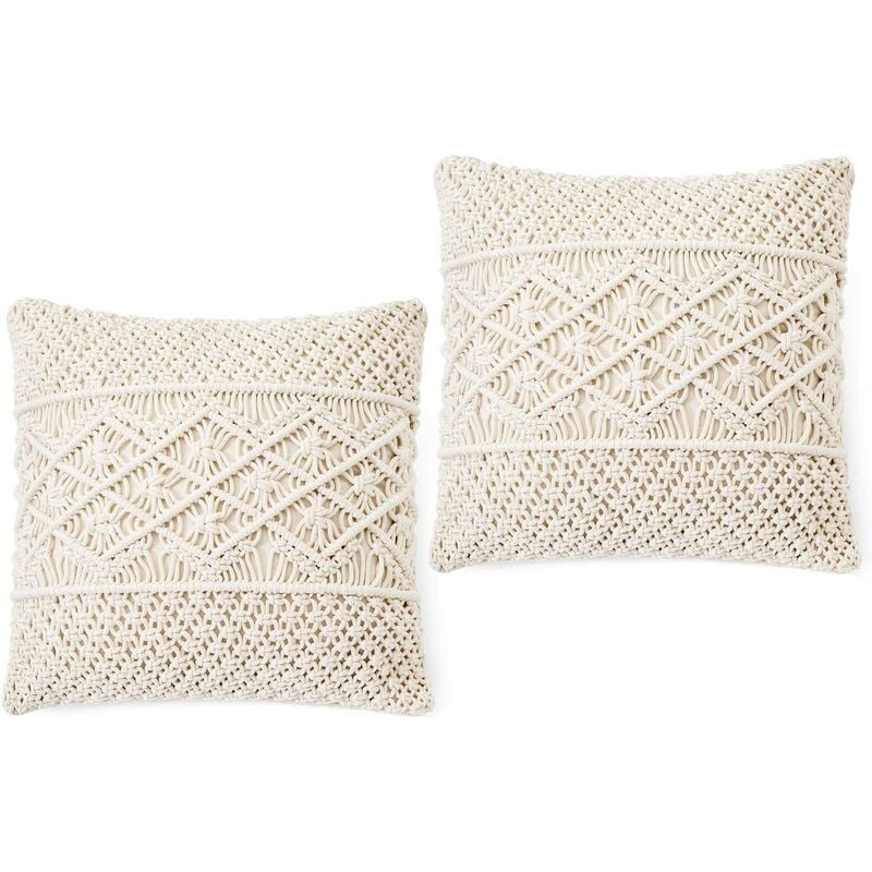 

Funda de almohada de macramé de 2 piezas, funda de almohada decorativa para cama, sofá, banco, coche, boho, decoración del hogar (inserciones de