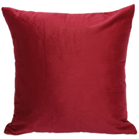Funda de almohada de microfibra, color burdeos, 45 cm x 45 cm x 2