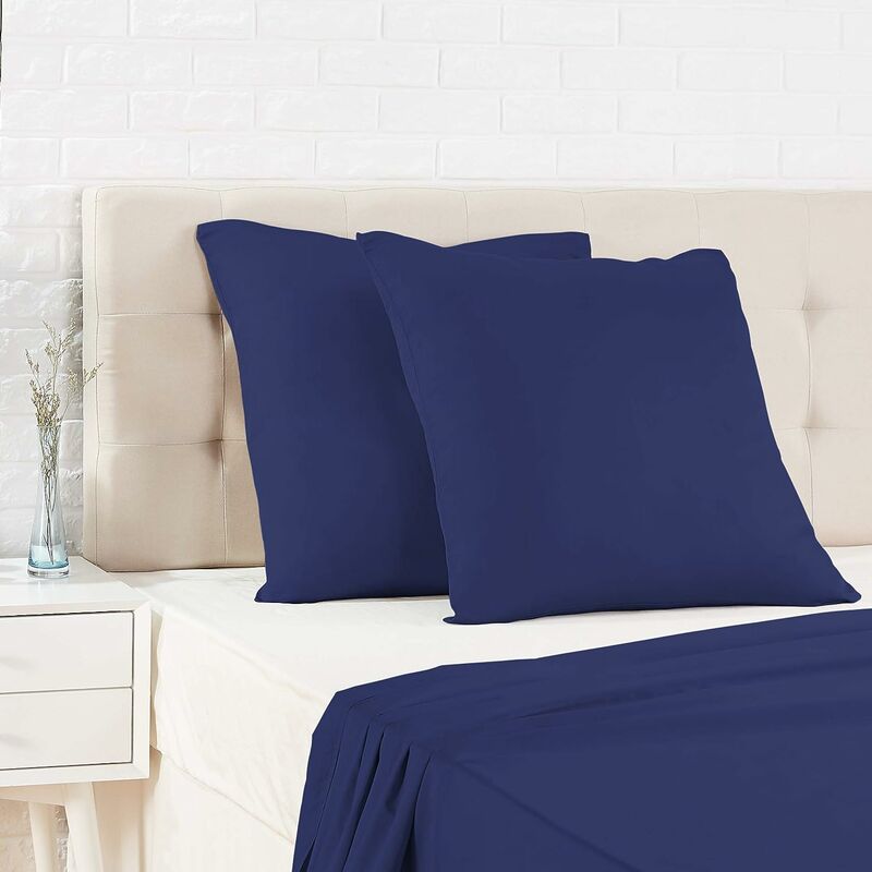 

Abcrital - Funda de almohada de satén - 65 x 65 cm x 2, azul oscuro