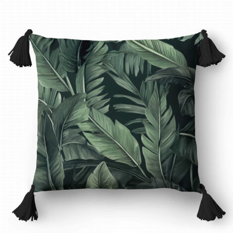Funda de almohada decorativa 45x45 con hojas verdes florales