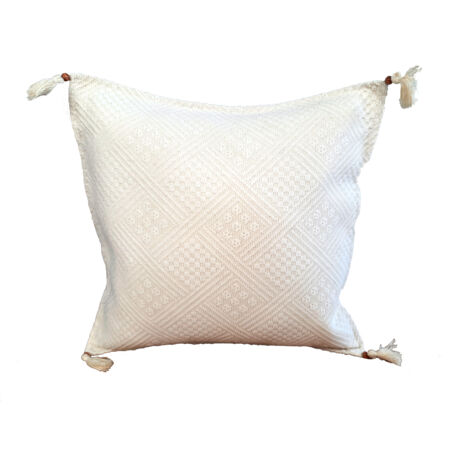 Funda de almohada decorativa de algodón natural de 40x40 cm con flecos y cuentas