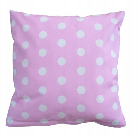 Funda de almohada grande de algodón rosa con lunares