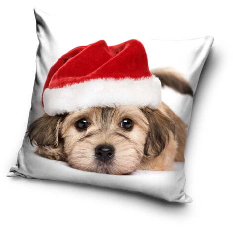 Funda de almohada navideña 40x40 Terciopelo PERRO NAVIDEÑO