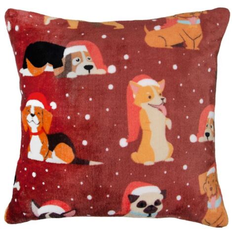 Funda de almohada navideña 40x40 Winter Fellows Red Dogs